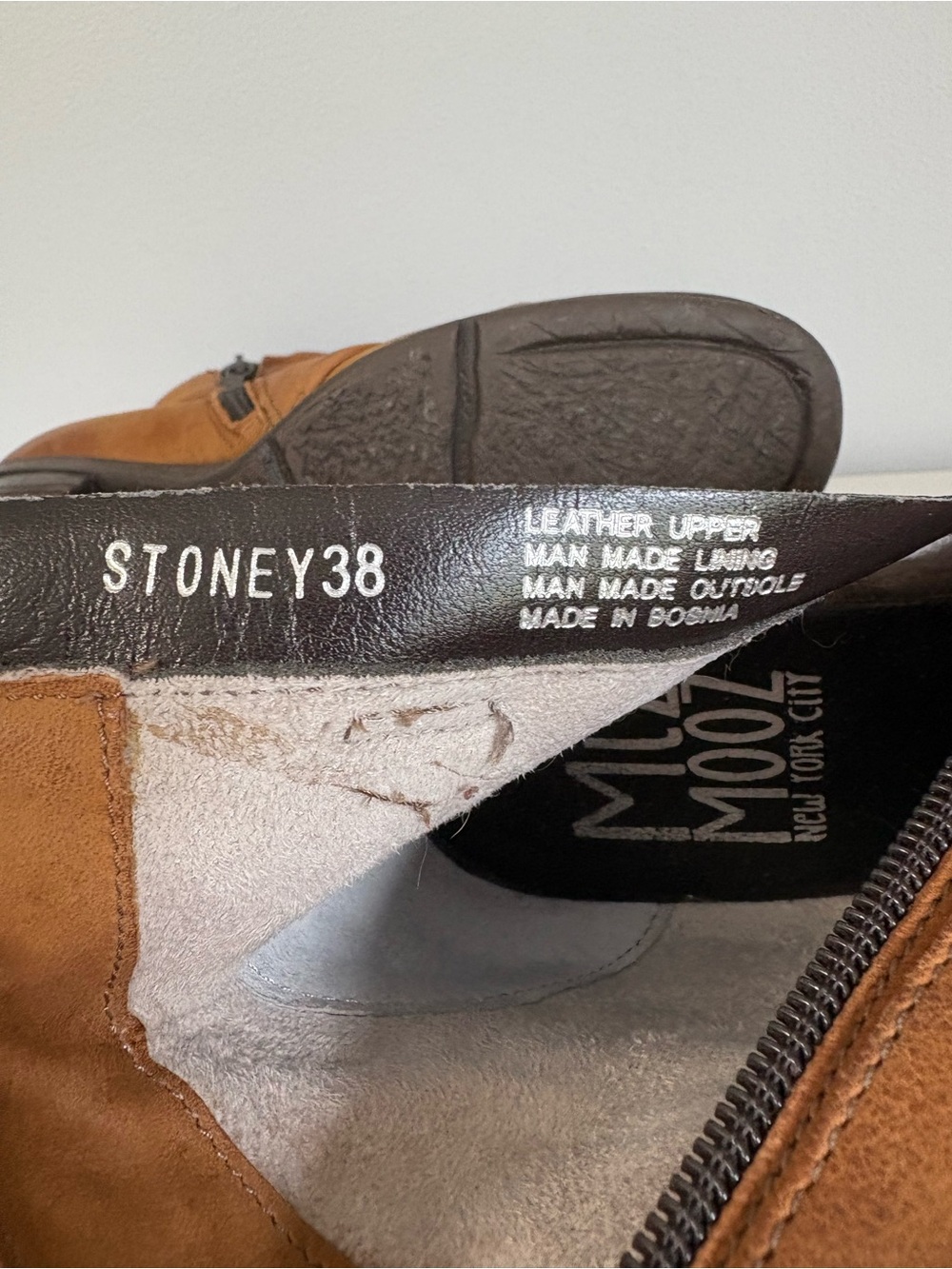 Miz Mooz Stoney Brown Leather Ankle Boots 38 Boho Vintage-Inspired Block Heel - Picture 11 of 11